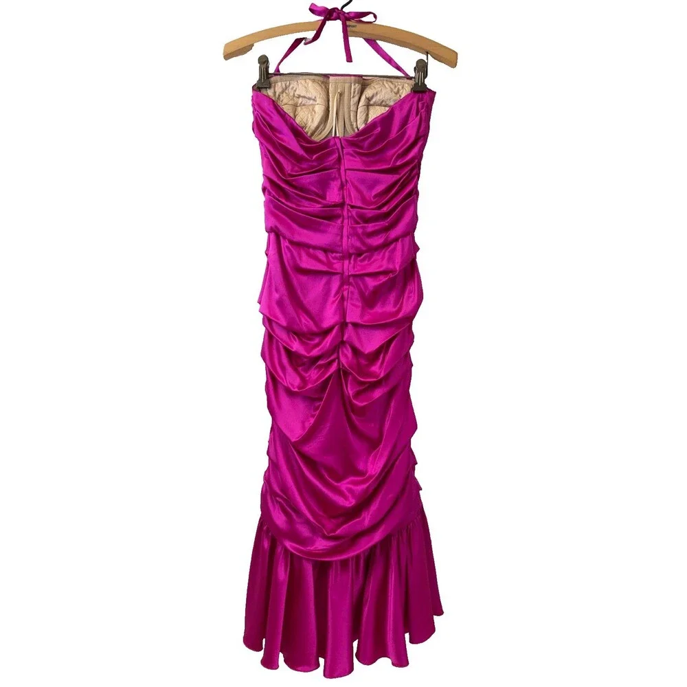 Dolce & Gabbana Fuchsia Silk Ruched Corset Mermaid Gown IT 40 US 4